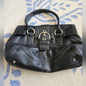 Coach black leather double-handle satchel